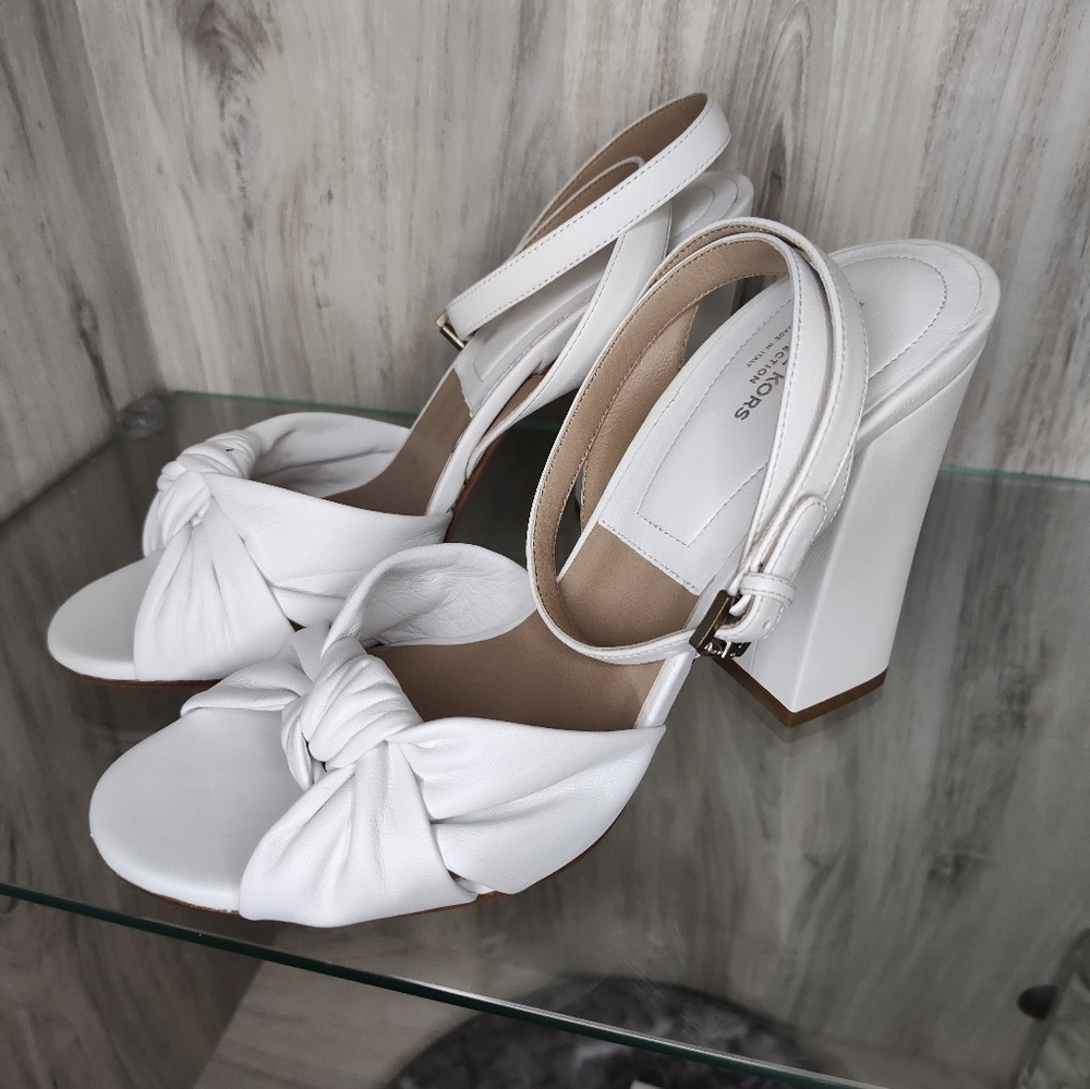Michael Kors Gabrielle Runway Leather Elegant White Heeled Sandals